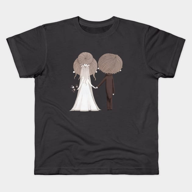 Bride and Groom Kids T-Shirt by Lmay